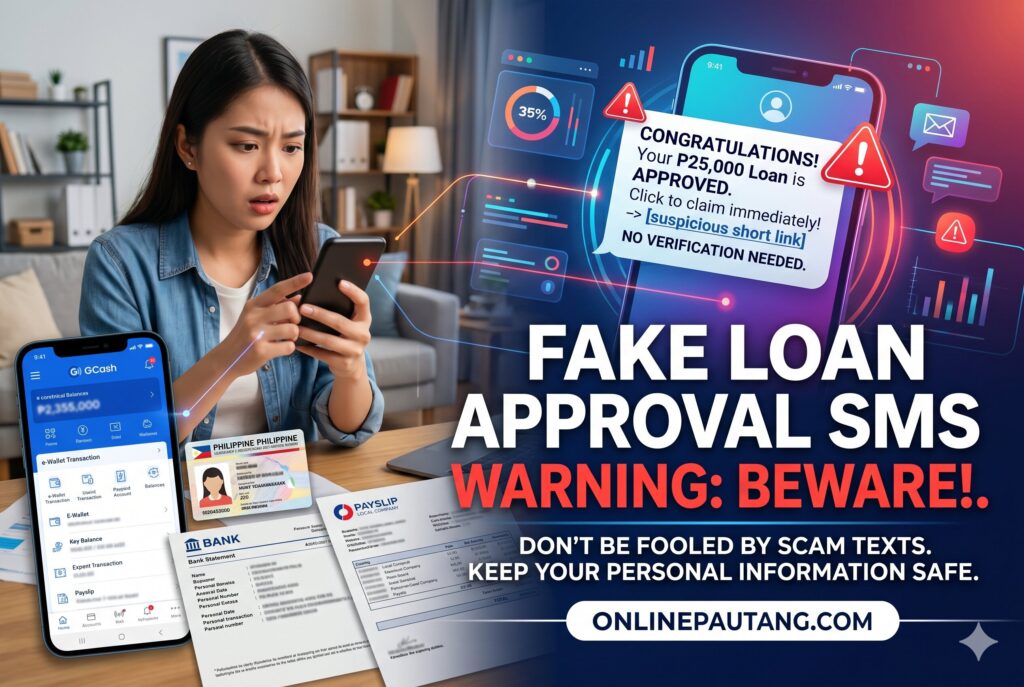 Example of suspicious fake easy approval loan app SMS in the Philippines