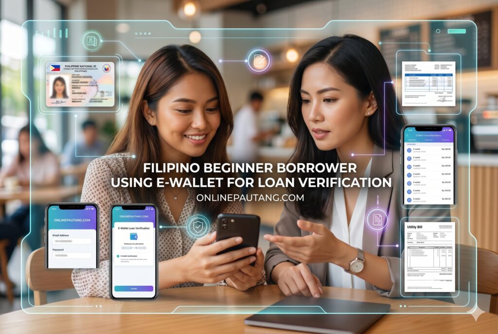 First-time Filipino loan applicant linking e-wallet transactions during online lending verification