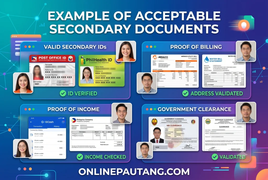 A digital mock-up of a mobile phone screen displaying a successful identity verification checkmark after uploading a digitized SSS card.